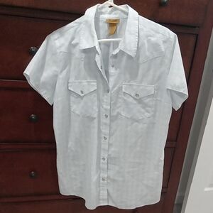 Wrangler Women's Blue And White Checkered Short Sleeve Shirt